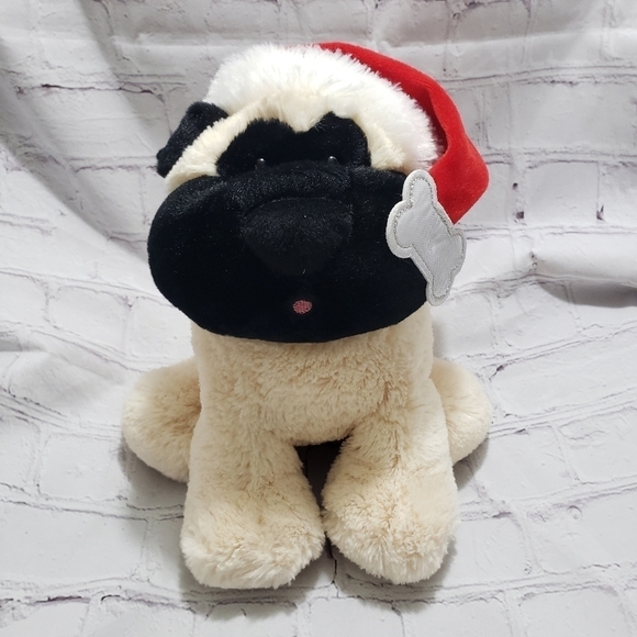 Aurora Mastiff Dog Plush 9-inch Stuffed Animal Christmas Santa Hat Year 2018 Tan - Picture 8 of 8